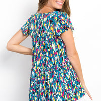 Be Stage Printed Ruffle Sleeve Top