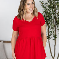 IN STOCK Sarah Ruffle Short Sleeve - Red