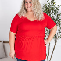 IN STOCK Sarah Ruffle Short Sleeve - Red