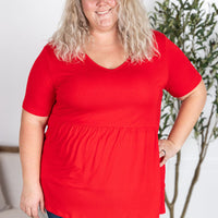 IN STOCK Sarah Ruffle Short Sleeve - Red