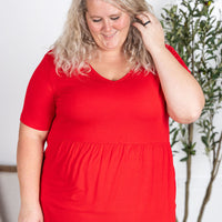 IN STOCK Sarah Ruffle Short Sleeve - Red