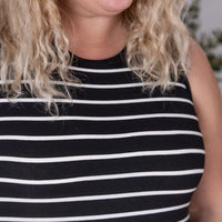 IN STOCK Mariah Ribbed Dress - Black Stripes FINAL SALE