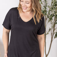 IN STOCK Bamboo V Neck Tee - Black