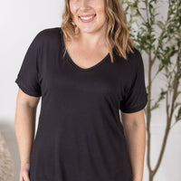 IN STOCK Bamboo V Neck Tee - Black
