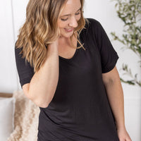 IN STOCK Bamboo V Neck Tee - Black