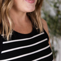 IN STOCK Mariah Ribbed Dress - Black Stripes FINAL SALE