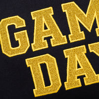 PREORDER: Embroidered Glitter Game Day Sweatshirt in Black/Golden Yellow