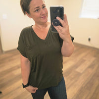 IN STOCK Sierra Pocket Top - Olive FINAL SALE