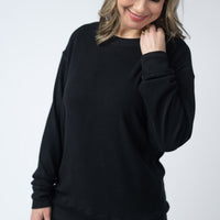 IN STOCK Corrine Ribbed Pullover Top - Black