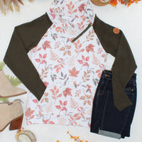 IN STOCK Classic Zoey ZipCowl Sweatshirt - Autumn Leaves and Olive