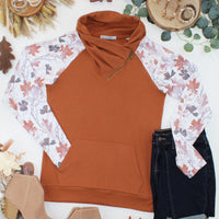 IN STOCK Classic Zoey ZipCowl Sweatshirt - Maple and Fall Foliage