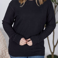 IN STOCK Corrine Ribbed Pullover Top - Black