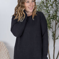 IN STOCK Corrine Ribbed Pullover Top - Black