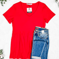 IN STOCK Sarah Ruffle Short Sleeve - Red FINAL SALE