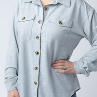 IN STOCK Brenna Button Down Top - Grey