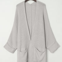Waffle-Knit Long Sleeve Cardigan with Pocket