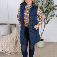 IN STOCK Harlow Long Vest - Navy