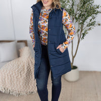 IN STOCK Harlow Long Vest - Navy