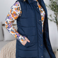 IN STOCK Harlow Long Vest - Navy