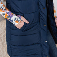 IN STOCK Harlow Long Vest - Navy