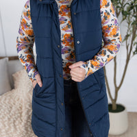IN STOCK Harlow Long Vest - Navy