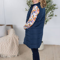 IN STOCK Harlow Long Vest - Navy