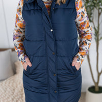 IN STOCK Harlow Long Vest - Navy