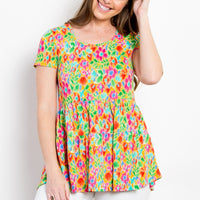 Be Stage Floral Short Sleeve Babydoll Top