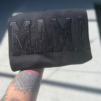 MAMA GLITTER EMBROIDERED PATCHES SWEATSHIRT