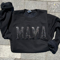 MAMA GLITTER EMBROIDERED PATCHES SWEATSHIRT