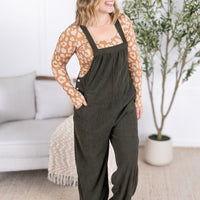 IN STOCK Corduroy Overalls - Olive