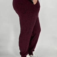 Maroon Heathered Fleece Joggers