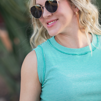 IN STOCK Morgan Micro Striped Tank - Jade