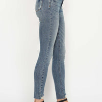 Judy Blue Full Size Tummy Control Vintage Wash Hem Destroy Skinny Jeans