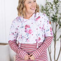 IN STOCK Hailey Pullover Hoodie - Pink Bloom and Stripes