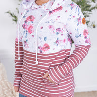 IN STOCK Hailey Pullover Hoodie - Pink Bloom and Stripes