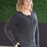 IN STOCK Georgia Long Sleeve Top - Charcoal