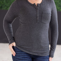 IN STOCK Georgia Long Sleeve Top - Charcoal
