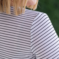 IN STOCK Striped Henley Long Sleeve - White