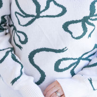 IN STOCK Ribbons Sweater - Ivory and Hunter Green FINAL SALE