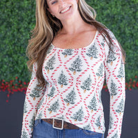 IN STOCK Alyssa Long Sleeve Top - Candy Cane Lane