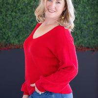 IN STOCK Bethany Bow Knit Sweater - Red