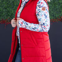 IN STOCK Harlow Long Vest - Red