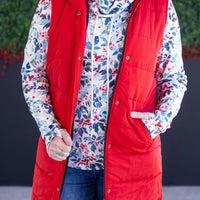 IN STOCK Harlow Long Vest - Red