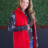 IN STOCK Harlow Long Vest - Red