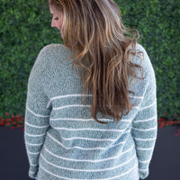 IN STOCK Cozy Striped Sweater - Green FINAL SALE