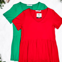 IN STOCK Sarah Ruffle Short Sleeve - Red