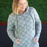 IN STOCK HalfZip Hoodie - Olive Checkers