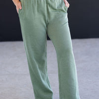 IN STOCK Wide Leg Vintage Wash Bottoms - Olive FINAL SALE