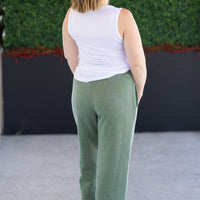IN STOCK Wide Leg Vintage Wash Bottoms - Olive FINAL SALE